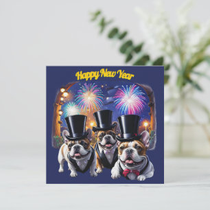 French Bulldog Tuxedo New Year's French Bulldog Invitation