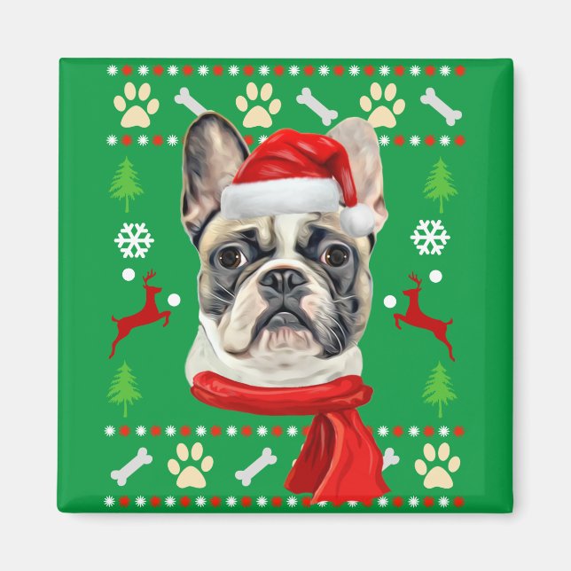 French Bulldog Ugly Christmas Magnet (Front)