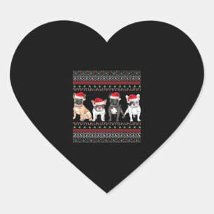 French Bulldog Ugly Christmas Sweater Essential T- Heart Sticker