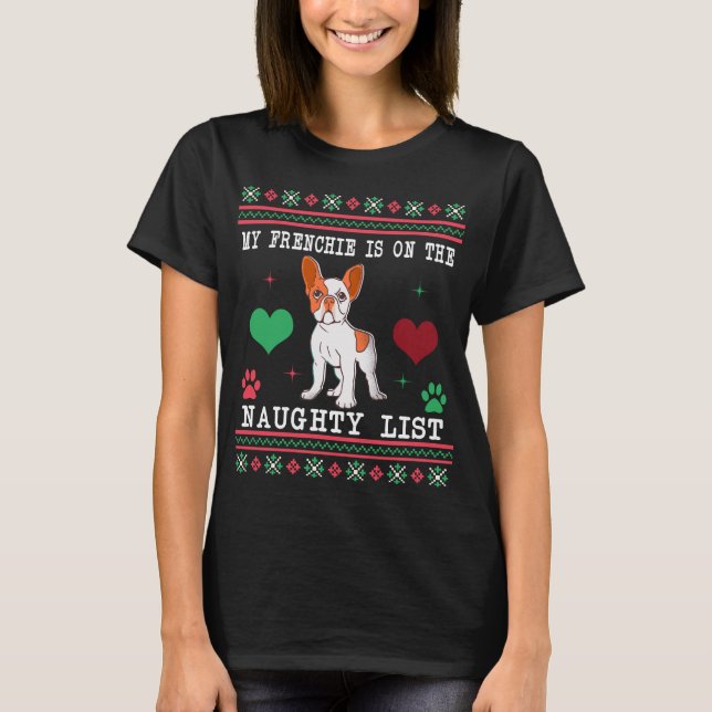 French Bulldog Ugly Christmas Sweater Naughty List (Front)