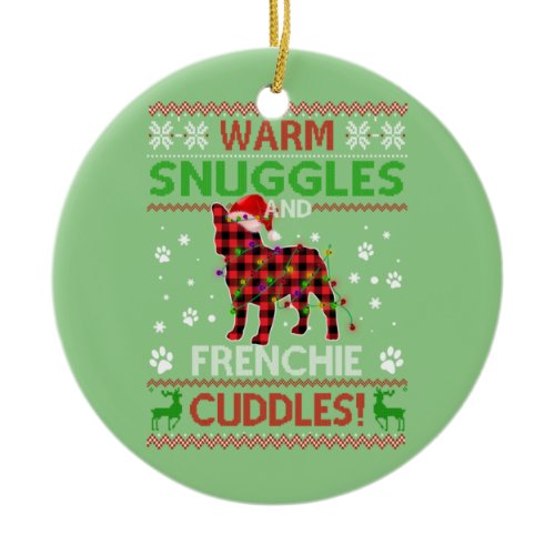 French Bulldog Ugly Christmas Sweater Xmas Pajama Ceramic Ornament