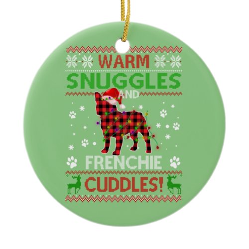 French Bulldog Ugly Christmas Sweater Xmas Pajama Ceramic Ornament