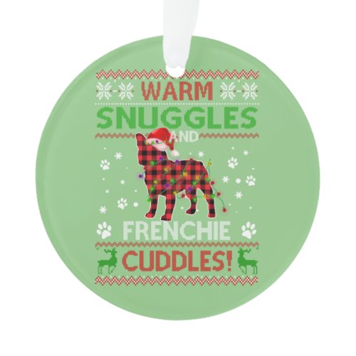 French Bulldog Ugly Christmas Sweater Xmas Pajama Ornament