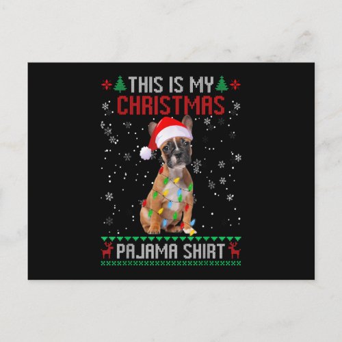French Bulldog Ugly Christmas Tree Lights Family X Postcard