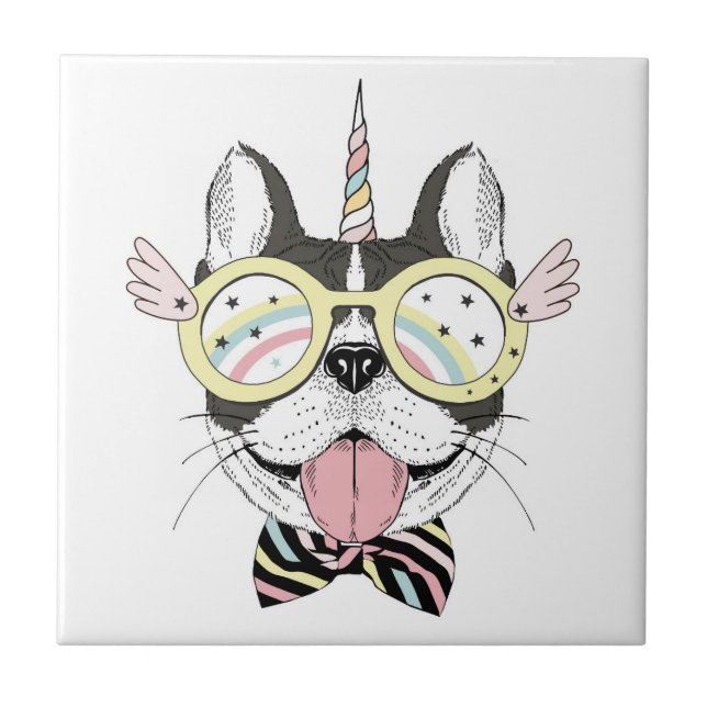 French Bulldog Unicorn Ceramic Tile (Front)