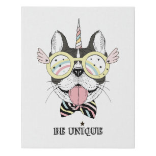 French Bulldog Unicorn Faux Canvas Print