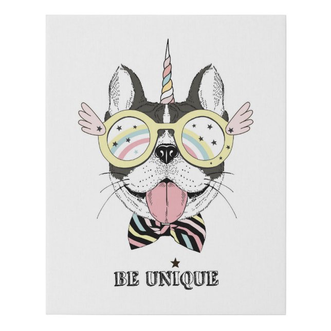French Bulldog Unicorn Faux Canvas Print (Front)