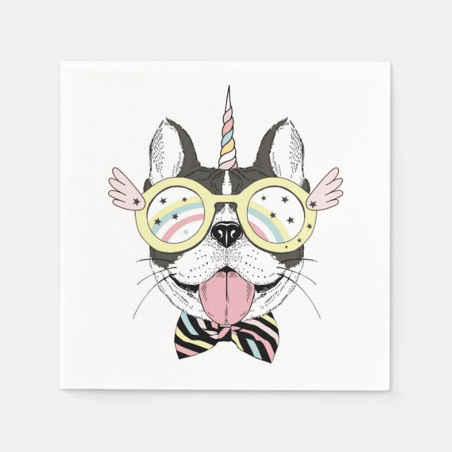 French Bulldog Unicorn Napkins (Front)