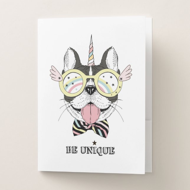 French Bulldog Unicorn Pocket Folder (Front)