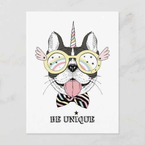 French Bulldog Unicorn Postcard
