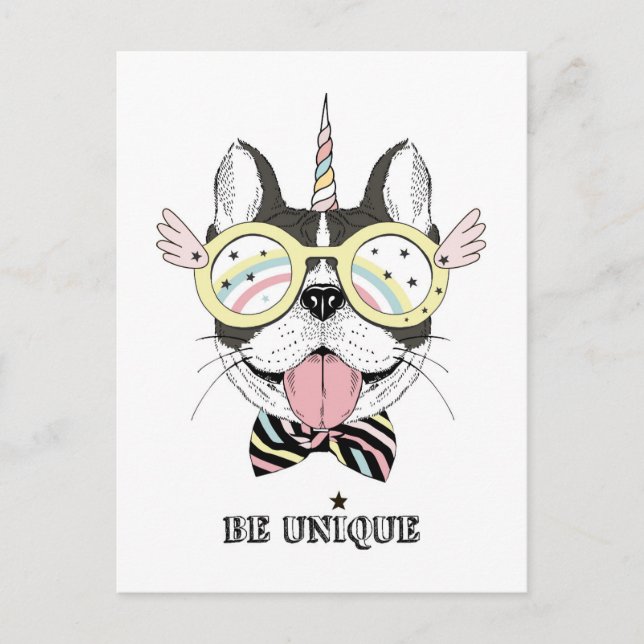 French Bulldog Unicorn Postcard (Front)