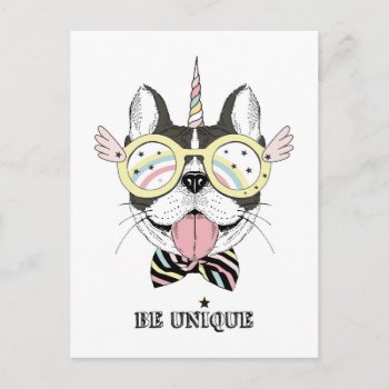 French Bulldog Unicorn Postcard by cuteoverload at Zazzle