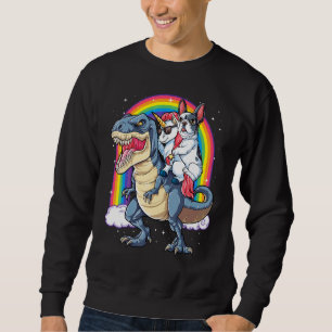French Bulldog Unicorn Riding Dinosaur Rex Girls Sweatshirt