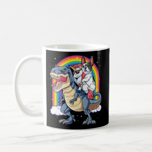 French Bulldog Unicorn Riding Dinosaur T rex Gift Coffee Mug