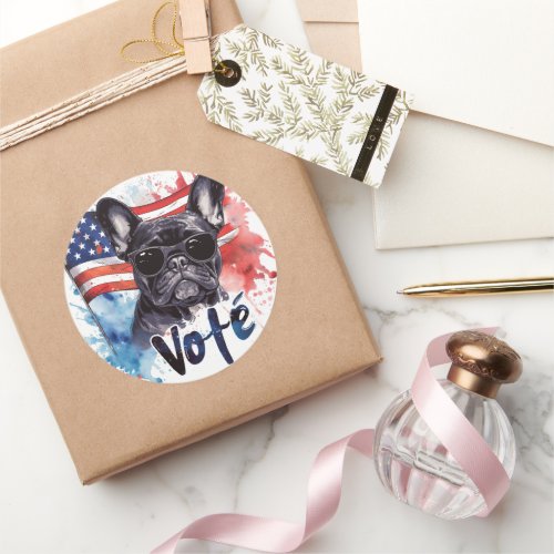 French Bulldog US Elections Vote for a Change Classic Round Sticker