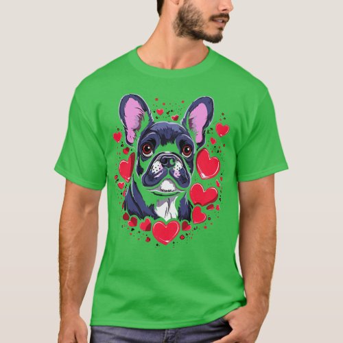 French Bulldog Valentine Day T_Shirt