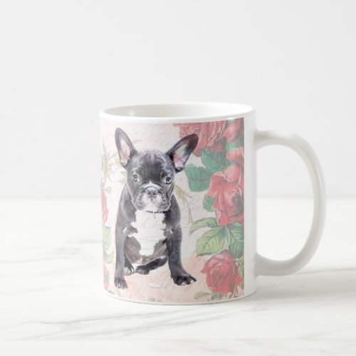 French Bulldog valentine roses mug