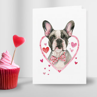French Bulldog Valentines Day Dog Frenchie Heart Holiday Card