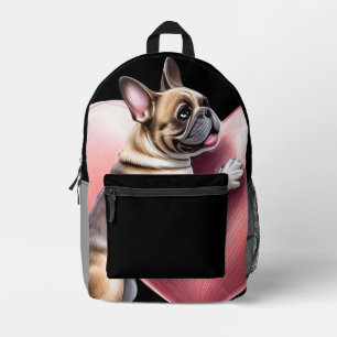 French Bulldog Valentine's Day french Bulldog Printed Backpack