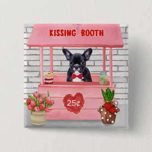 French Bulldog Valentine's Day Kissing Booth Button