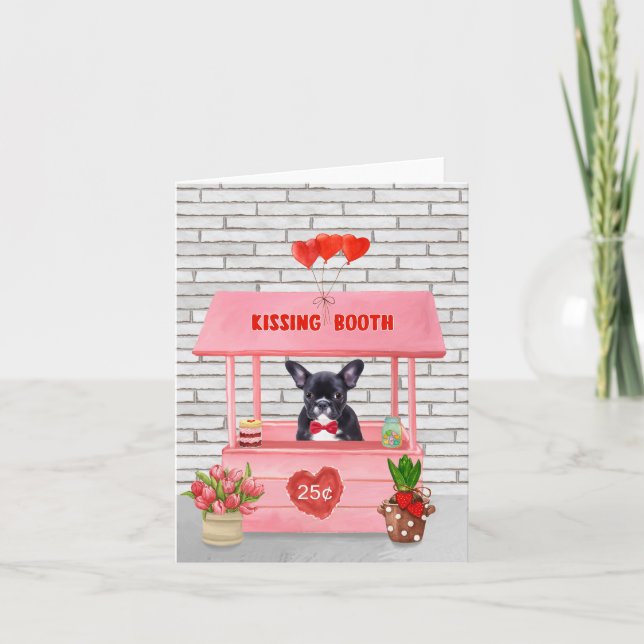 French Bulldog Valentine's Day Kissing Booth Card (Front)