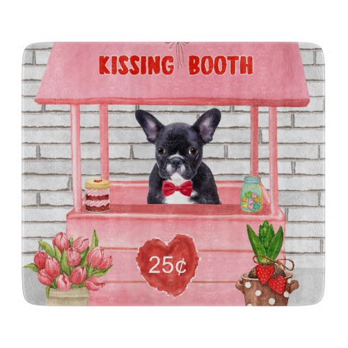 French Bulldog Valentines Day Kissing Booth Cutting Board