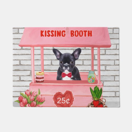 French Bulldog Valentines Day Kissing Booth Doormat