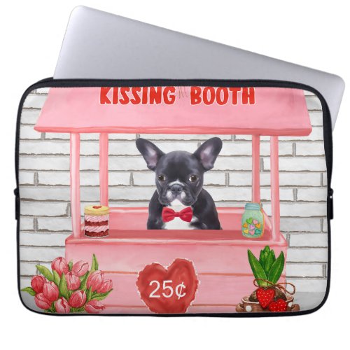 French Bulldog Valentines Day Kissing Booth Laptop Sleeve