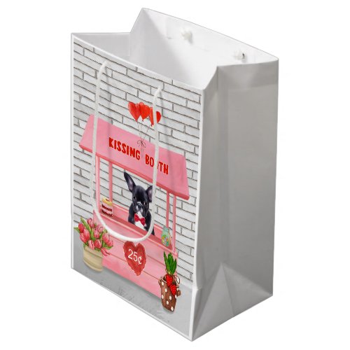 French Bulldog Valentines Day Kissing Booth Medium Gift Bag