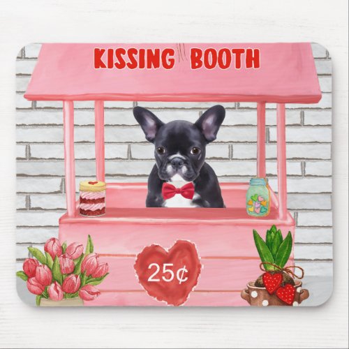 French Bulldog Valentines Day Kissing Booth Mouse Pad