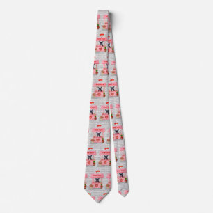 French Bulldog Valentine's Day Kissing Booth Neck Tie