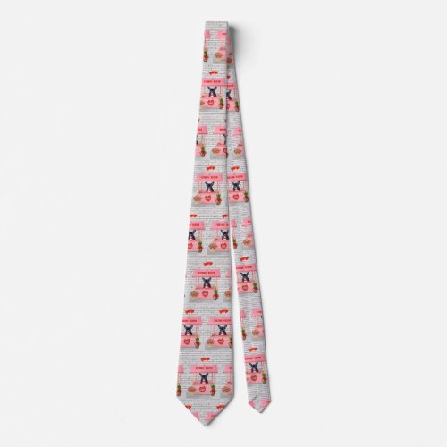 French Bulldog Valentines Day Kissing Booth Neck Tie