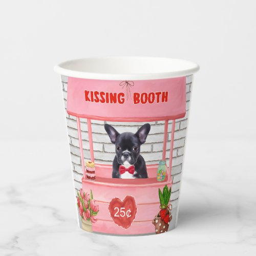 French Bulldog Valentines Day Kissing Booth Paper Cups
