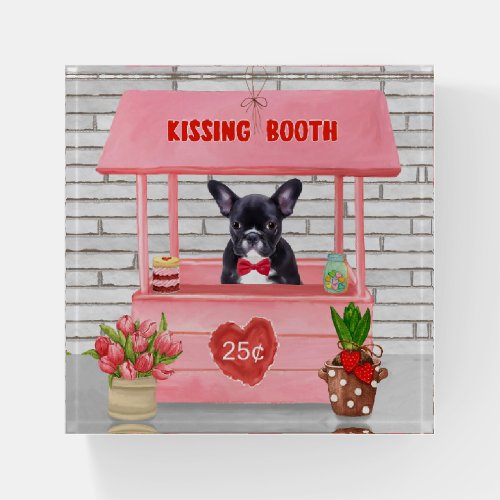 French Bulldog Valentines Day Kissing Booth Paperweight