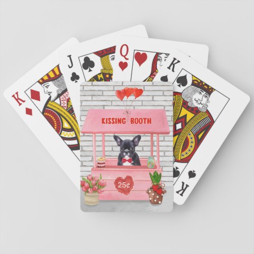 French Bulldog Valentines Day Kissing Booth Poker Cards