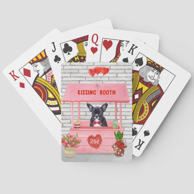 French Bulldog Valentine's Day Kissing Booth Poker Cards (Back)