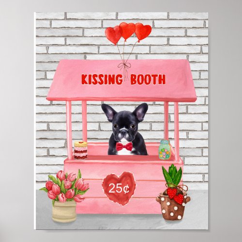 French Bulldog Valentines Day Kissing Booth Poster