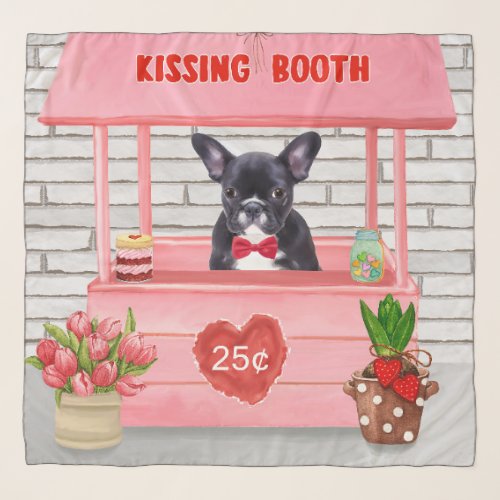 French Bulldog Valentines Day Kissing Booth Scarf