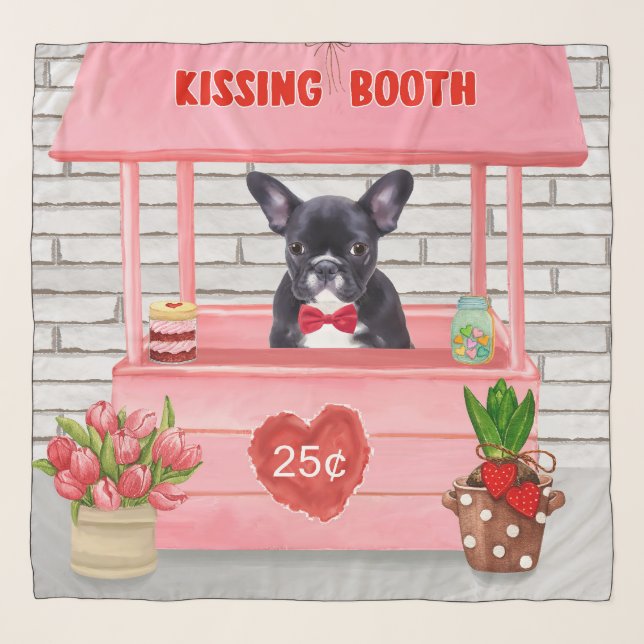 French Bulldog Valentine's Day Kissing Booth Scarf (Front)