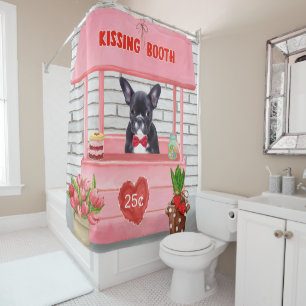 French Bulldog Valentine's Day Kissing Booth Shower Curtain