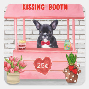 French Bulldog Valentine's Day Kissing Booth Square Sticker