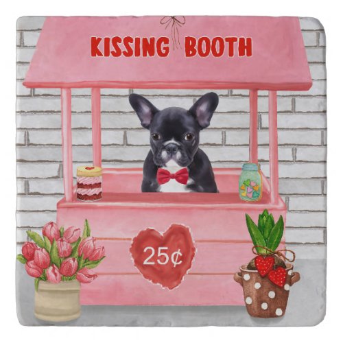 French Bulldog Valentines Day Kissing Booth Trivet