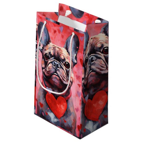 French Bulldog Valentines day Small Gift Bag