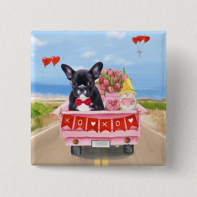 French Bulldog Valentine's Day Truck Button (Front)