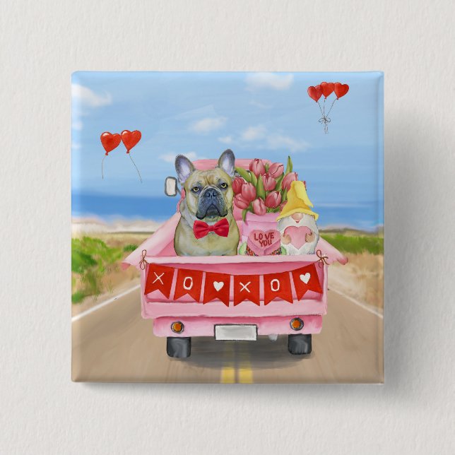French Bulldog Valentine's Day Truck Button (Front)