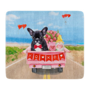French Bulldog Valentine's Day Truck Cutting Board