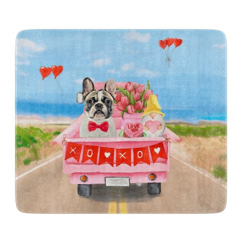 French Bulldog Valentines Day Truck  Cutting Board