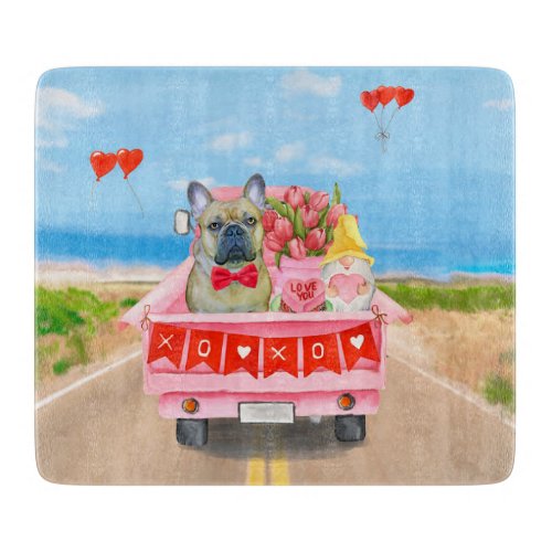 French Bulldog Valentines Day Truck Cutting Board
