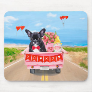 French Bulldog Valentine's Day Truck Mouse Pad