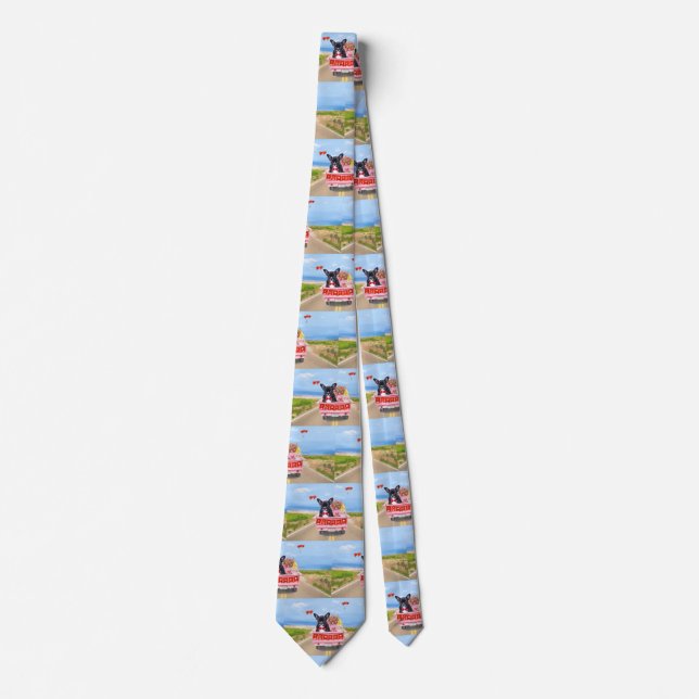 French Bulldog Valentine's Day Truck Neck Tie (Front)